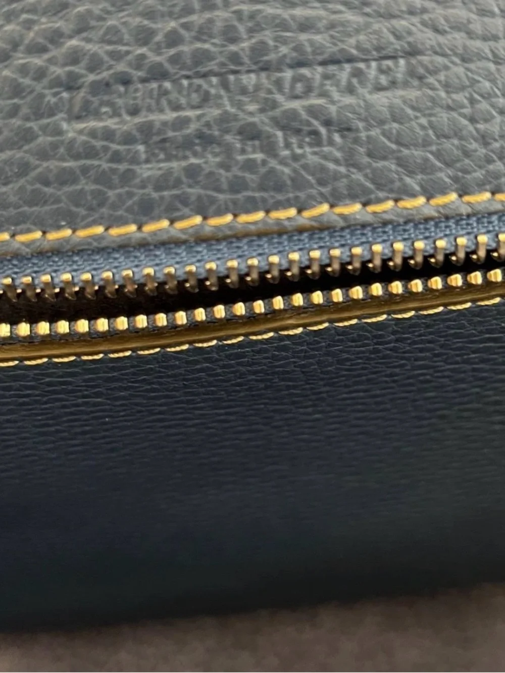 Navy Leather Tote Bag with Contrast Stitching - Women's Handbag